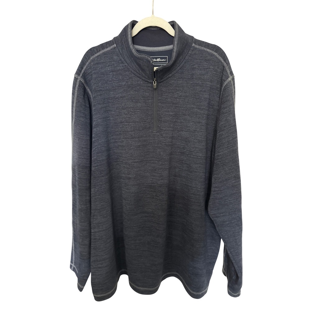 Eddie Bauer Mens Gorpcore Quarter Zip Pullover Contrast Stitch 2XL Blue Outdoor